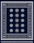 Navy White Snowflake Border Arrangement Rug