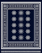 Navy White Snowflake Border Arrangement Rug