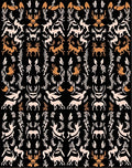 Rustic Deer and Foliage Black Rug
