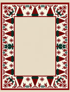 Crimson Evergreen Folk Art Border Rug