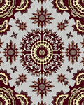 Crimson Golden Sunburst Mandala Repeating Rug