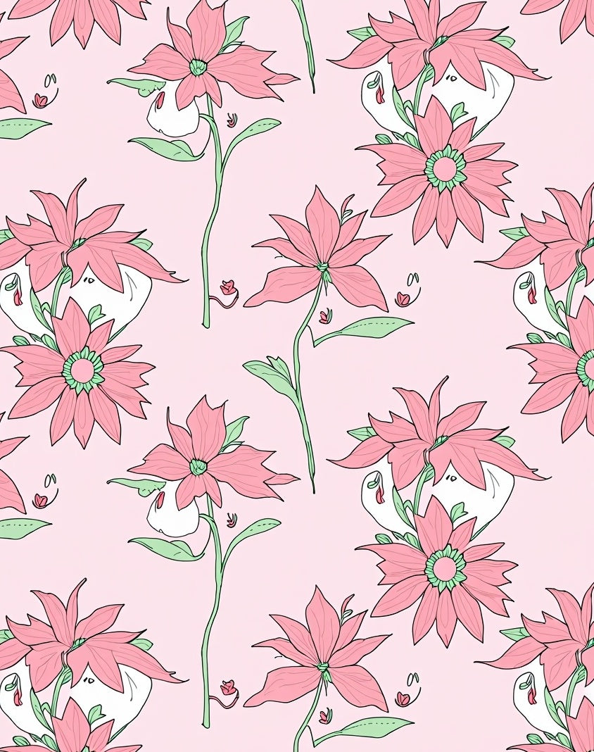 Pink Floral Bloom Garden Rug
