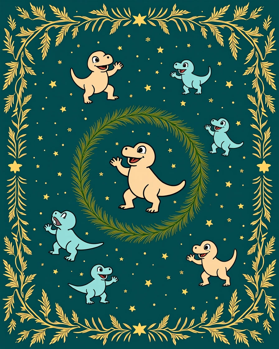Whimsical Dinosaur Stars Nature Rug