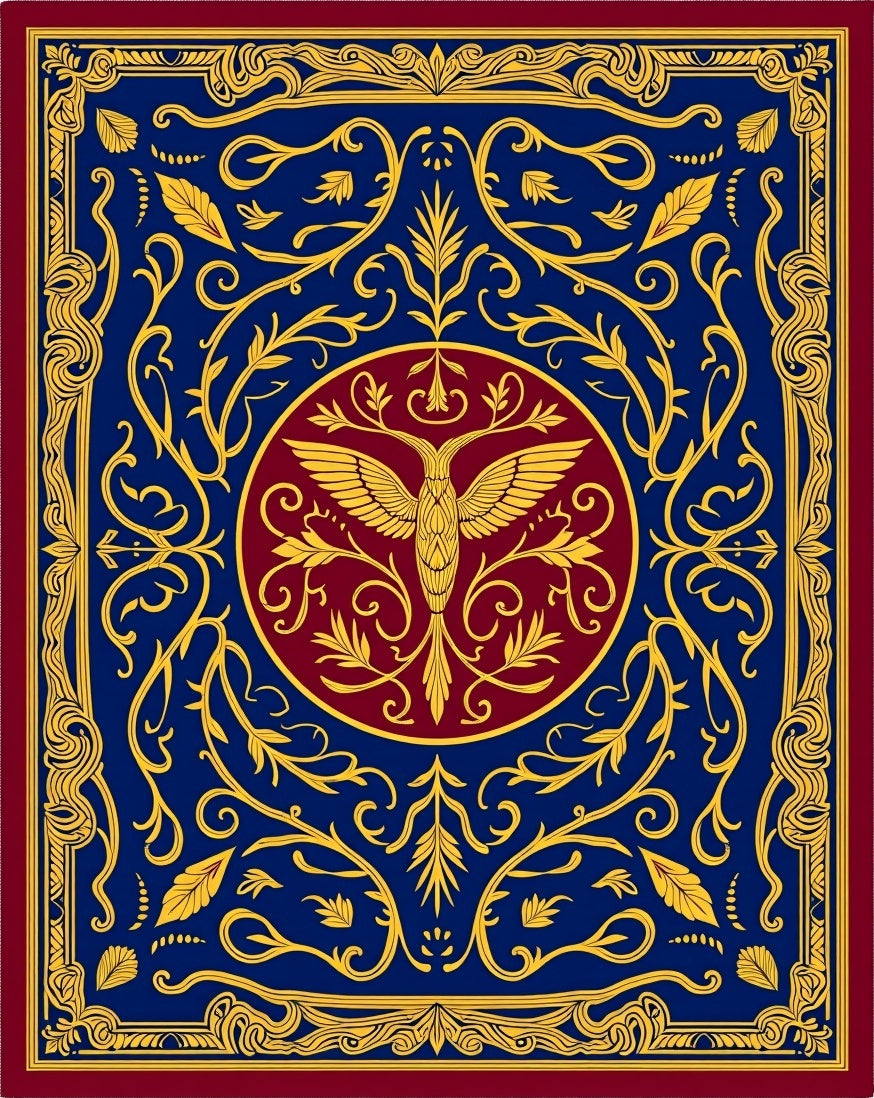 Regal Blue Golden Eagle Medallion Rug