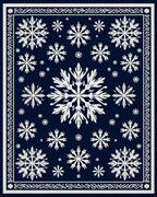 Navy White Snowflake Scatter Round Rug