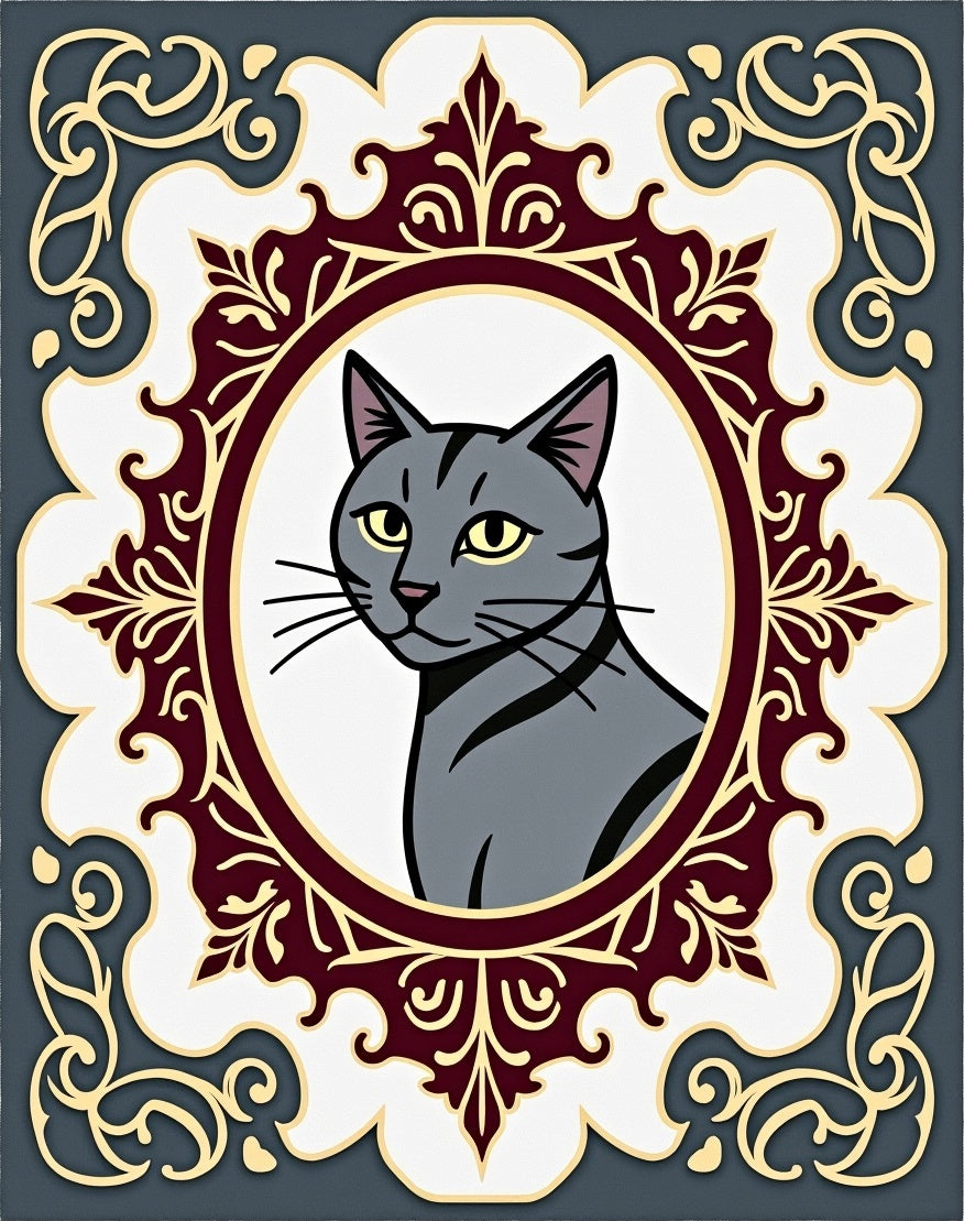Gray Cat Escutcheon Medallion Rug