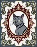 Gray Cat Escutcheon Medallion Rug