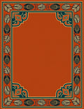 Terracotta Leaf Border Deco Rug