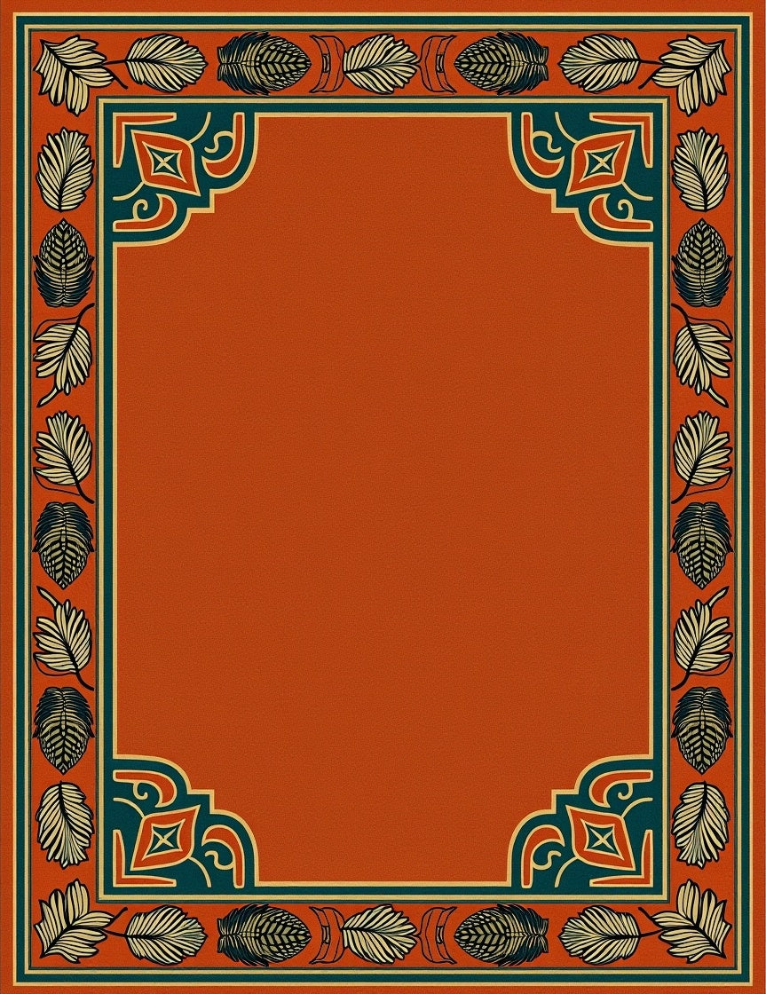 Terracotta Leaf Border Deco Rug
