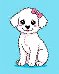 Cute White Dog Pink Bow Rug