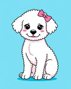 Cute White Dog Pink Bow Rug