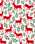 Bold Red Reindeer Pine Branches Rug