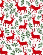 Bold Red Reindeer Pine Branches Rug