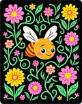 Whimsical Bee and Floral Garland Rug