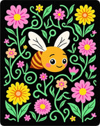 Whimsical Bee and Floral Garland Rug