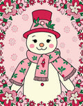 Pink Snowman Floral Border Rug