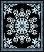 Black Blue Medallion Floral Filigree Rug
