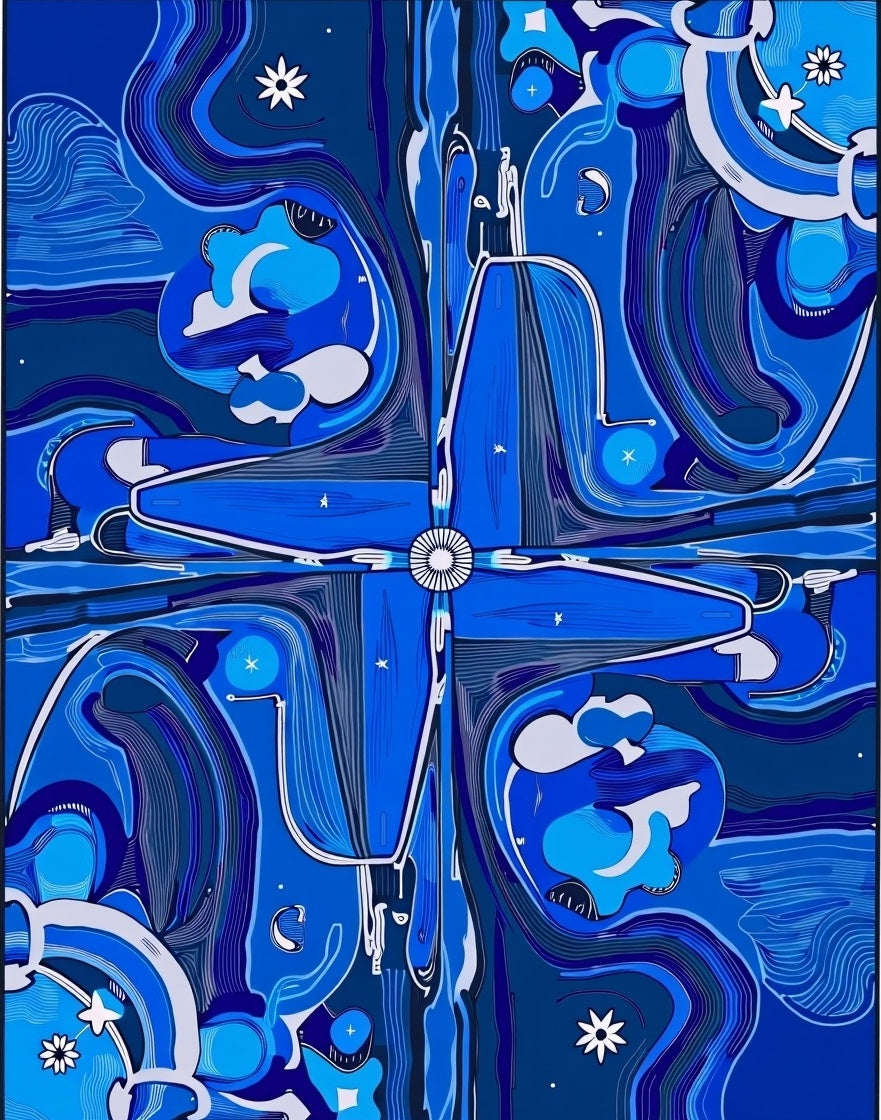 Deep Blue Celestial Swirl Rug