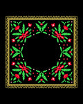 Classic Red Green Floral Border Rug