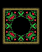 Classic Red Green Floral Border Rug