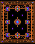 Ornate Black Jewel Starburst Rug