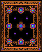 Ornate Black Jewel Starburst Rug