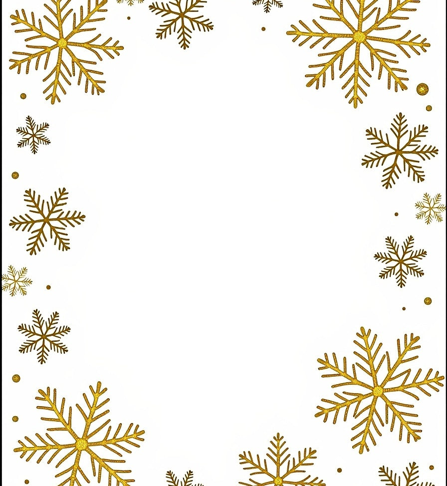 Golden Snowflake Border Christmas Art Rug