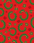Red Green Leaf Berry Wreath Rug