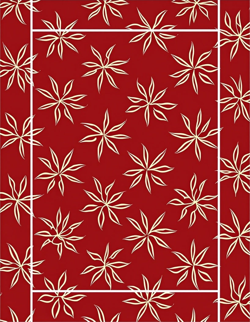Crimson Starburst Repeat Border Rug