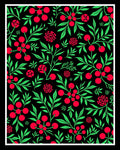 Vibrant Red Cherry Blossom Fern Rug