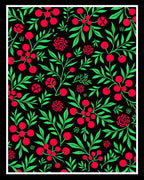 Vibrant Red Cherry Blossom Fern Rug
