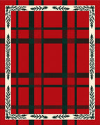 Red Forest Plaid Leaf Border Rug