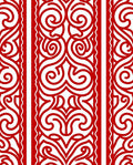 Crimson Red Paisley Scrollwork Border Rug
