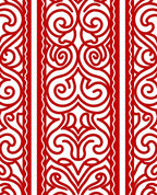 Crimson Red Paisley Scrollwork Border Rug