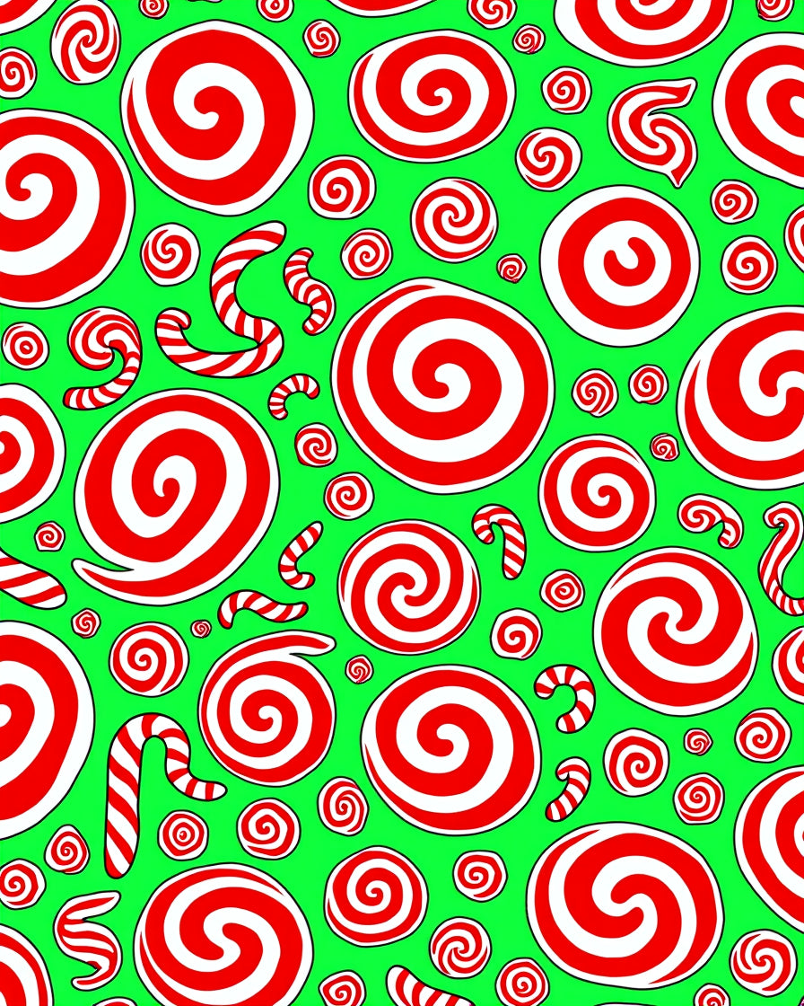 Red White Swirl Candy Cane Background Rug