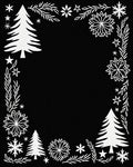 White Winter Evergreen Snowflakes Border Rug