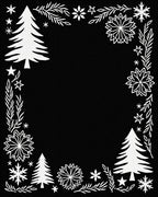 White Winter Evergreen Snowflakes Border Rug