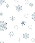 Blue Snowflake Scatter White Rug