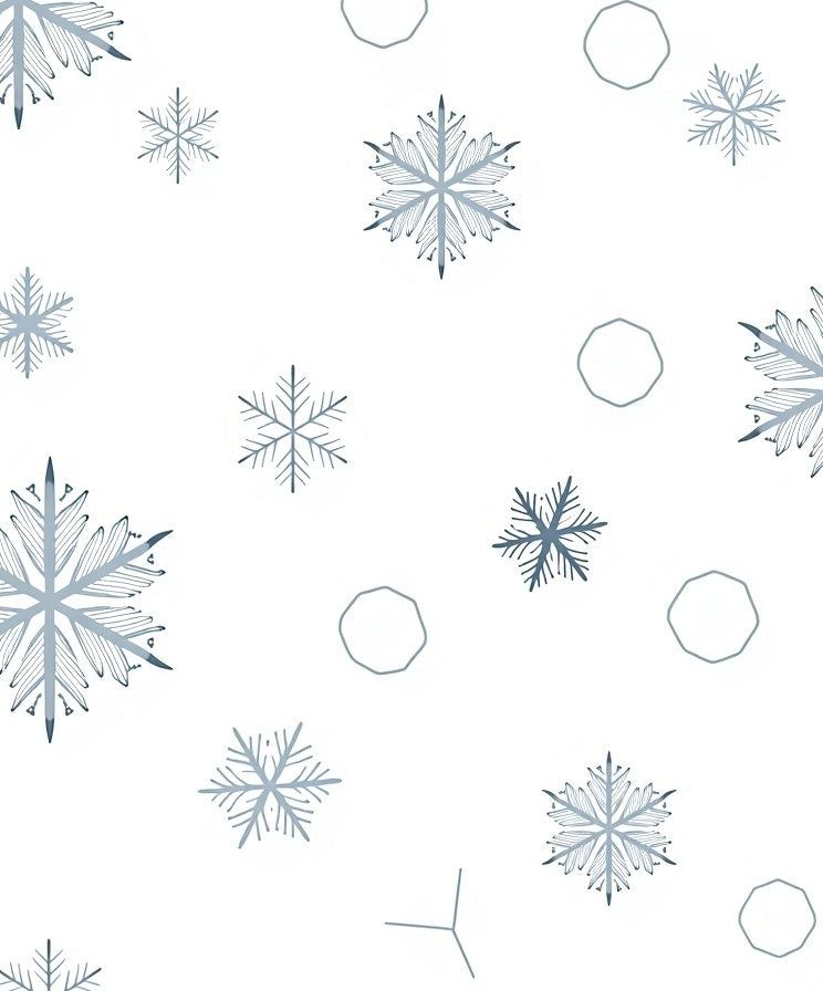 Blue Snowflake Scatter White Rug