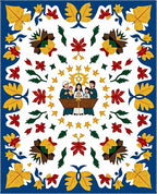 Whimsical Folk Family Nativity Scene Rug