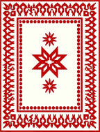 Crimson Star Bordered Center Rug