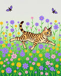 Whimsical Tiger Butterfly Meadow Flowers Rug