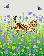 Whimsical Tiger Butterfly Meadow Flowers Rug