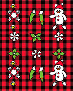 Red Black Buffalo Check Christmas Characters Rug