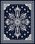 Midnight Blue White Floral Medallion Rug
