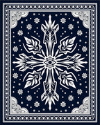 Midnight Blue White Floral Medallion Rug