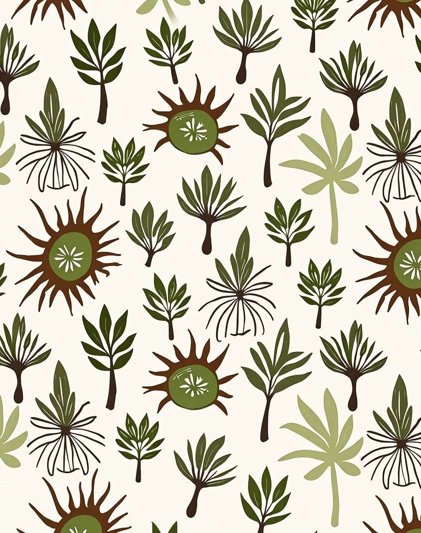 Earthy Tone Leafy Branch Arrangement Rug