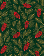Red Holly Sprig Gold Leaf Rug