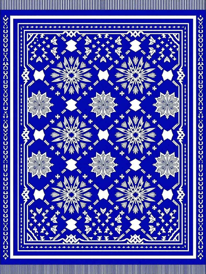 Bold Royal Blue Radial Starburst Rug