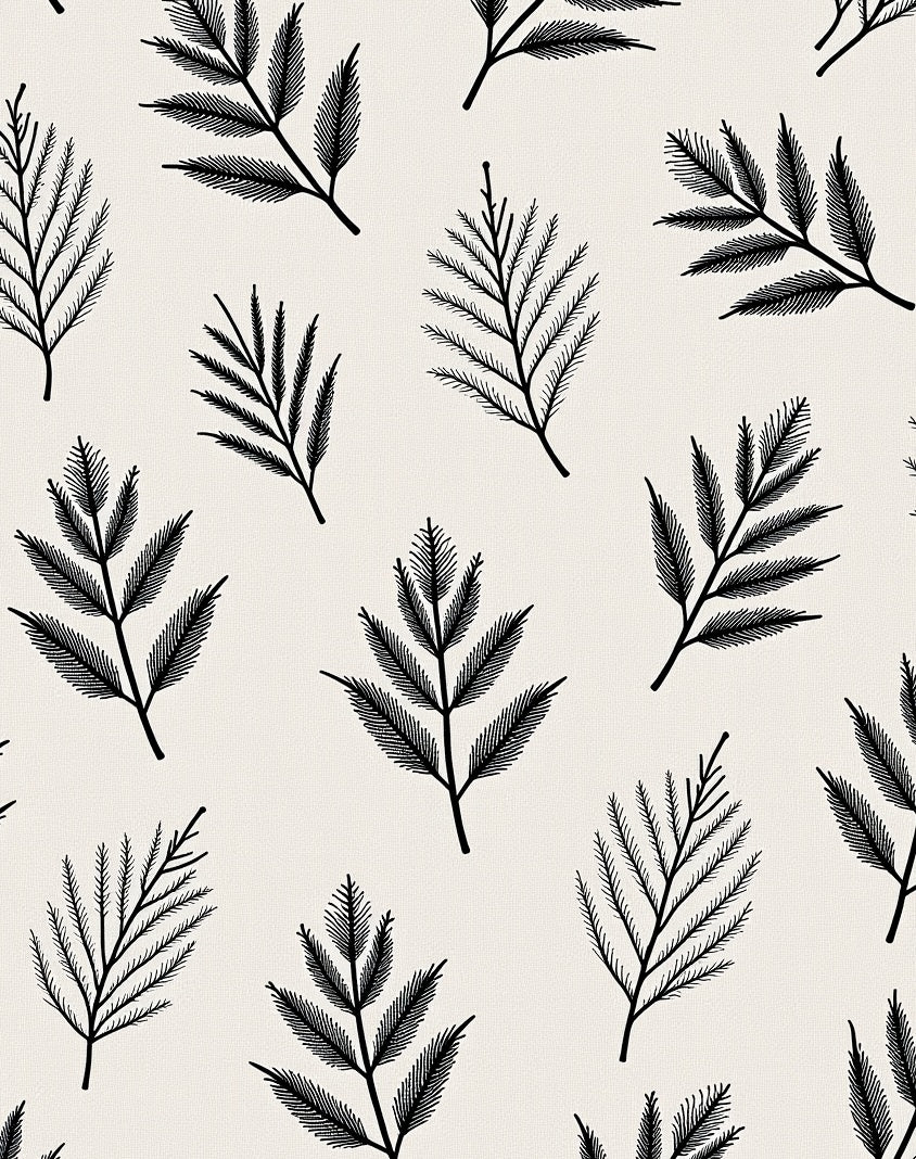 Black Branch On Cream Background Rug
